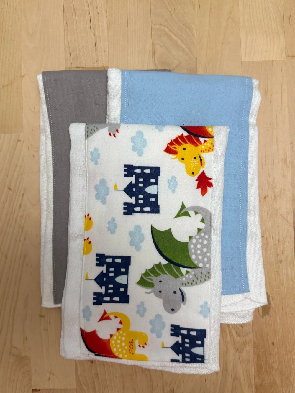 Handmade Baby Burp Cloths - Set of 3
